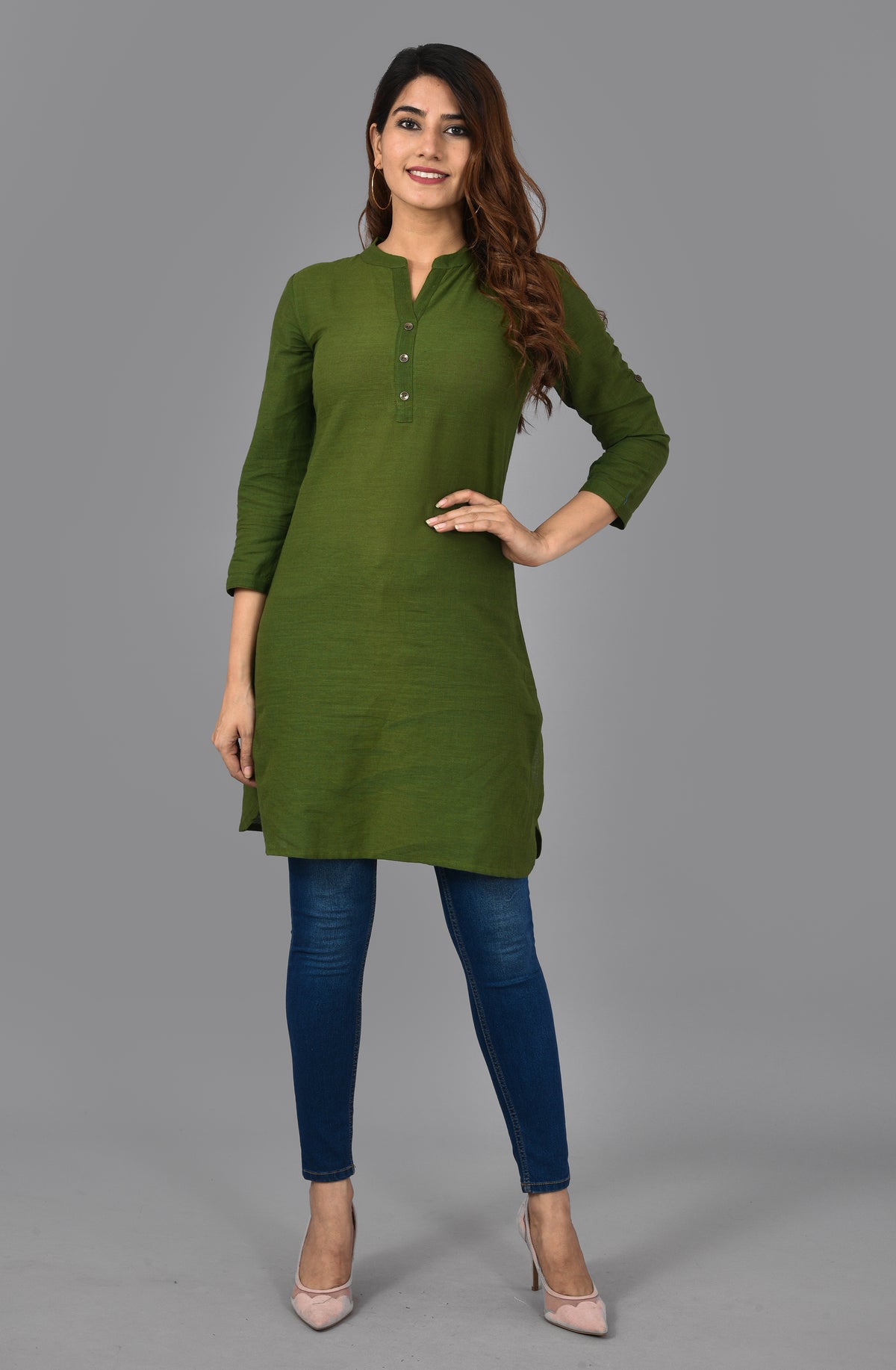 Women's Green Color Straight Kurti