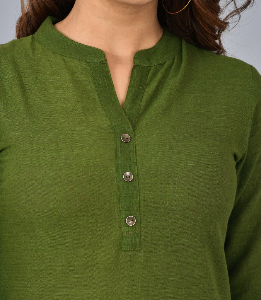 Women's Green Color Straight Kurti