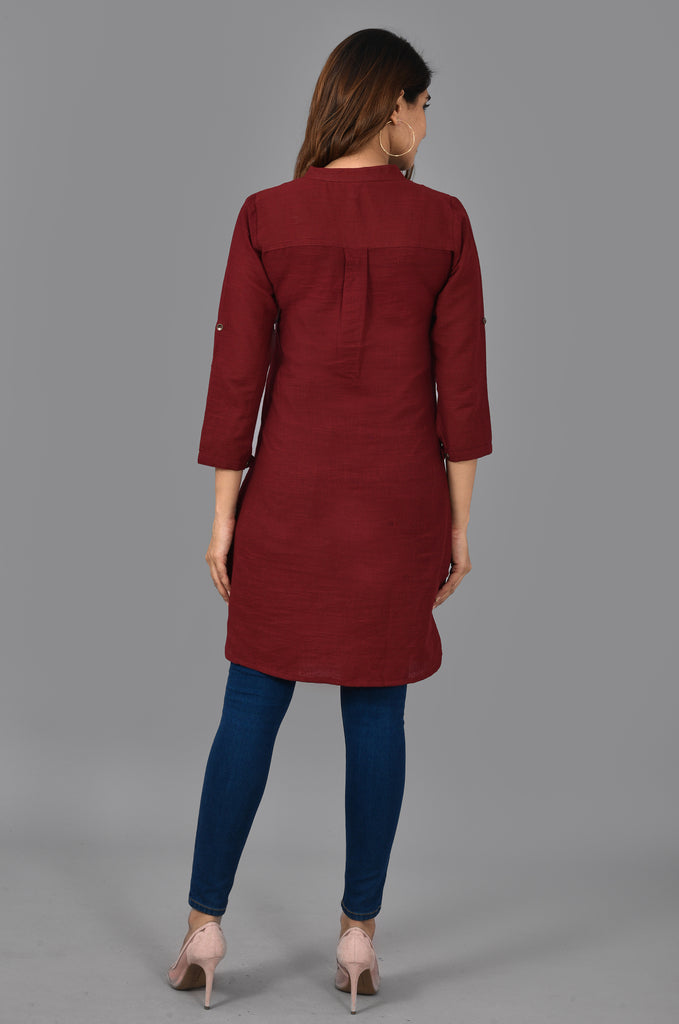 Women's Maroon Color Straight Kurti