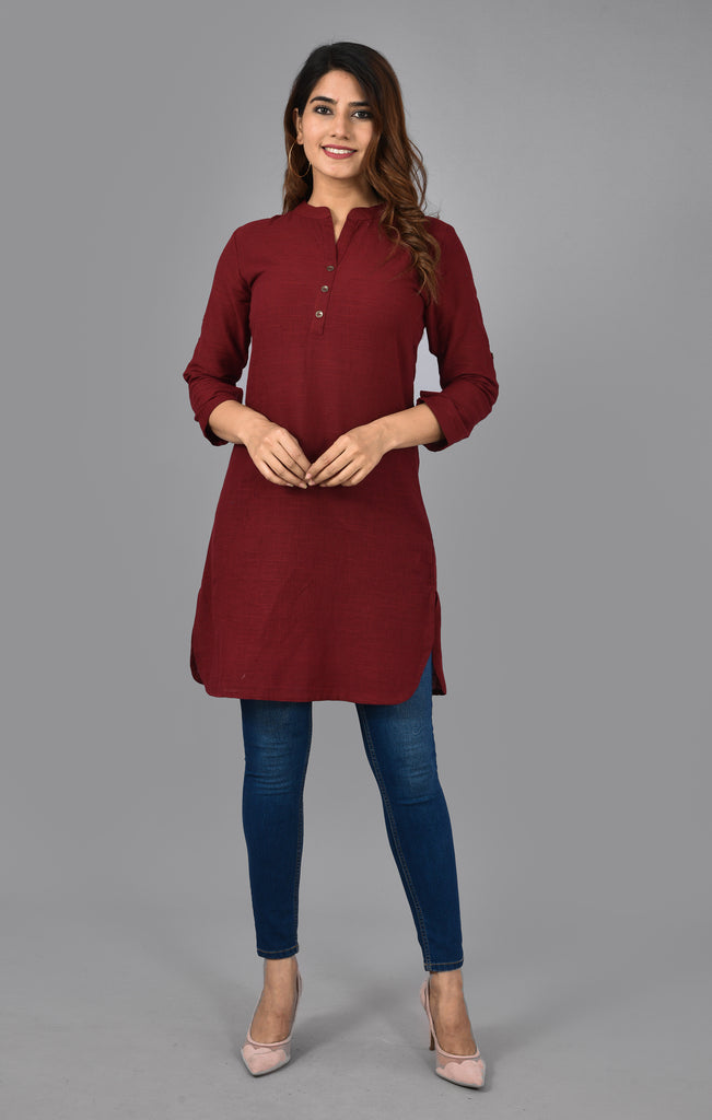 Women's Maroon Color Straight Kurti