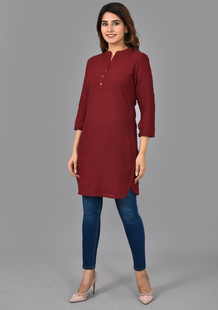 Women's Maroon Color Straight Kurti