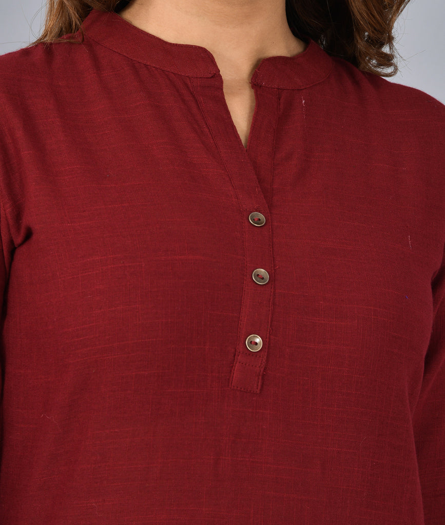 Women's Maroon Color Straight Kurti