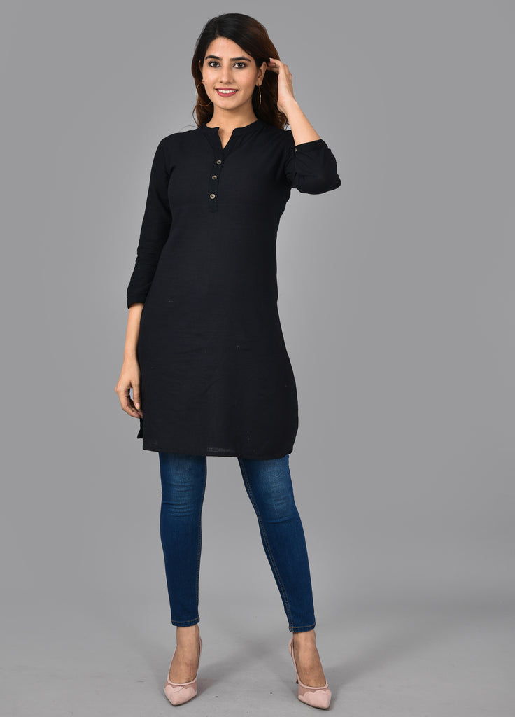Women's Black Color Straight Kurti