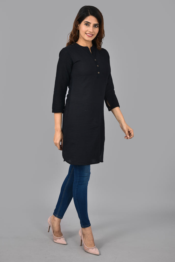 Women's Black Color Straight Kurti