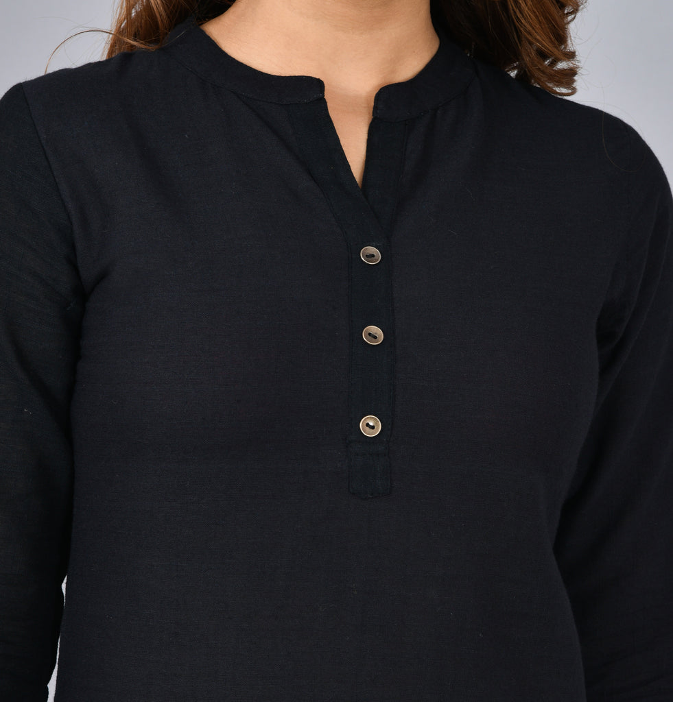 Women's Black Color Straight Kurti