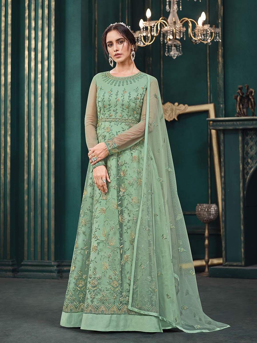 Women's Pista Heavy Embroidered Party Wear Suit-Myracouture