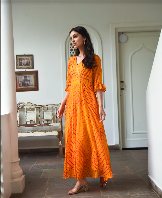 Women's Bandhani Silk Dress (1Pc) - Saras The Label