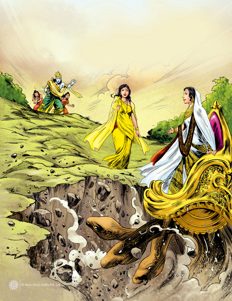Sita going into the earth – Canvas Print