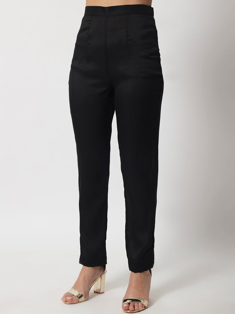 Women's Stunning Black Kurti With Straight Pants