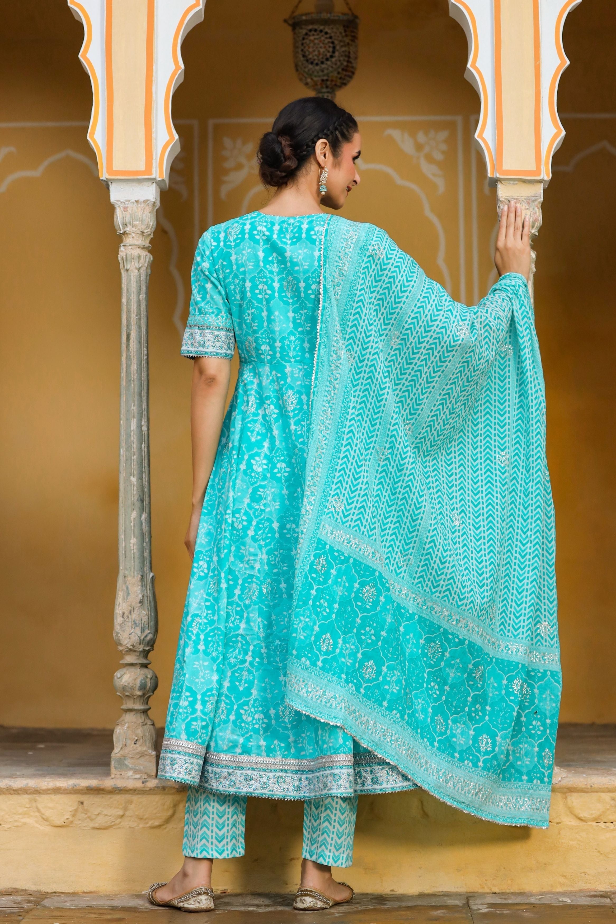 Women's Sehar Angrakha Kalidar Suit Set-Gillori