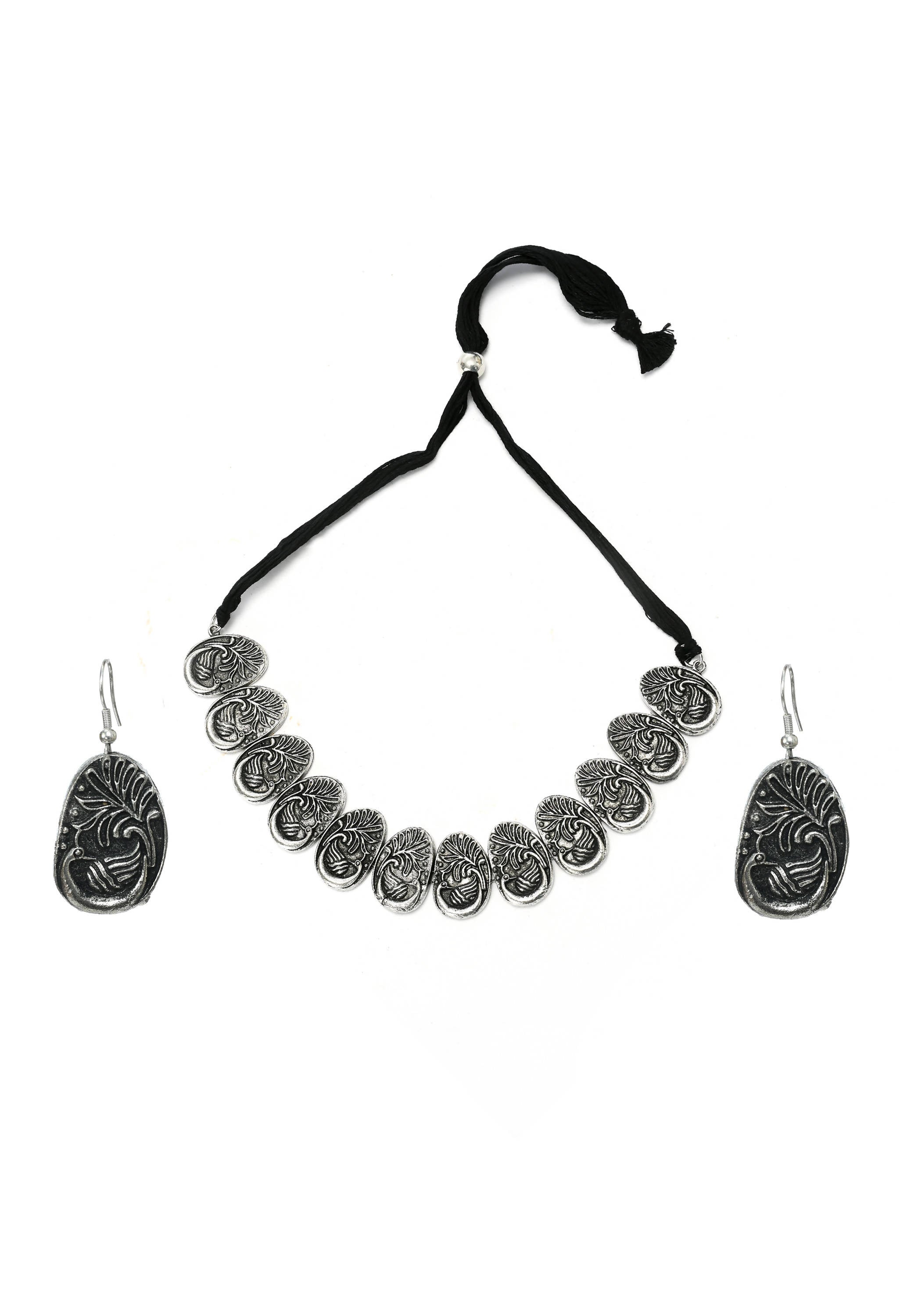 Trendia Silver color Leaf style Necklace with tops Jkms_111