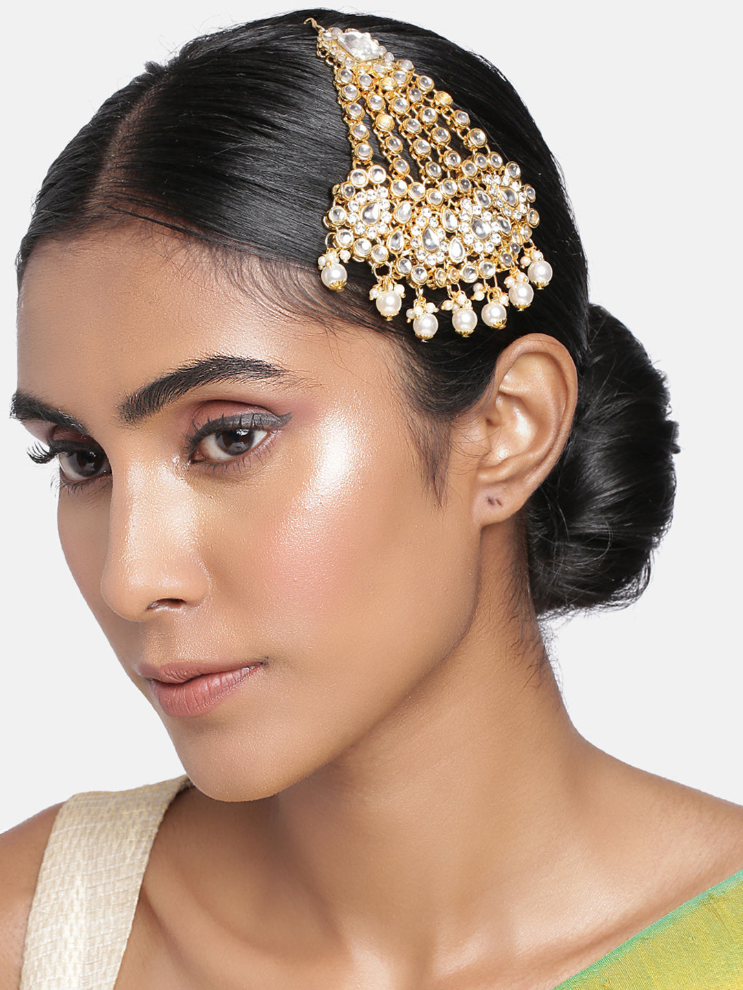 Women's 18k-gold-plated-beautiful-long-pearl-kundan-jhumar-passa-6 - I Jewels