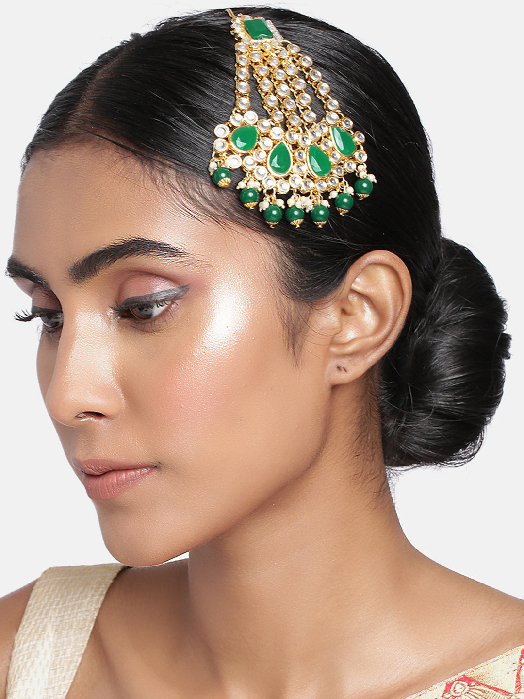 Women's 18k-gold-plated-beautiful-long-pearl-kundan-jhumar-passa-6 - I Jewels