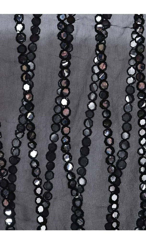 Women's Orgenza Mirror Stipe Black Dupatta & Chunni Mfd0021