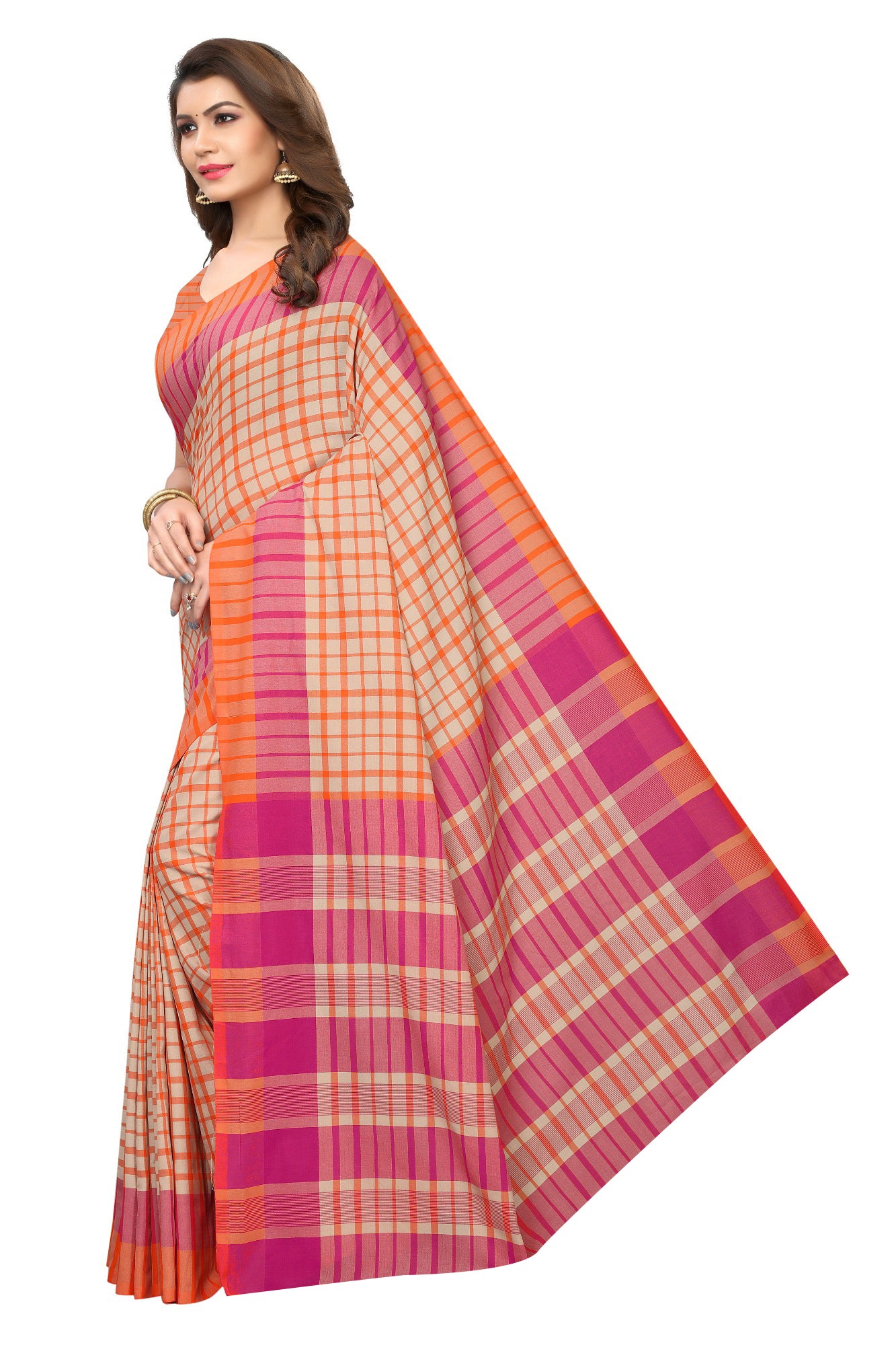 Women's Vamika Cream Cotton Silk Weaving Saree - Vamika