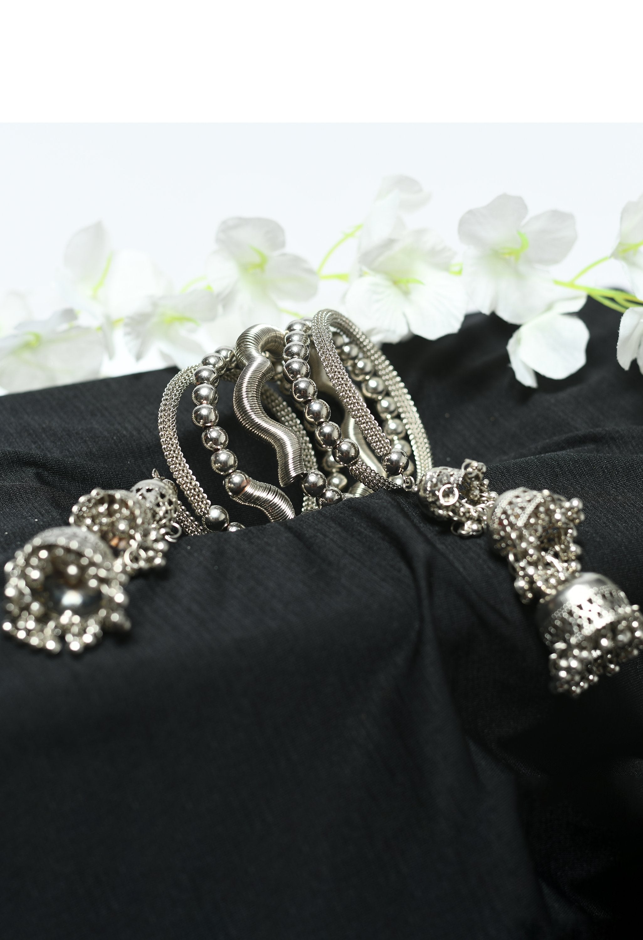 Women's Silver Colour Bracelet  With Jhumki Style   - Tehzeeb