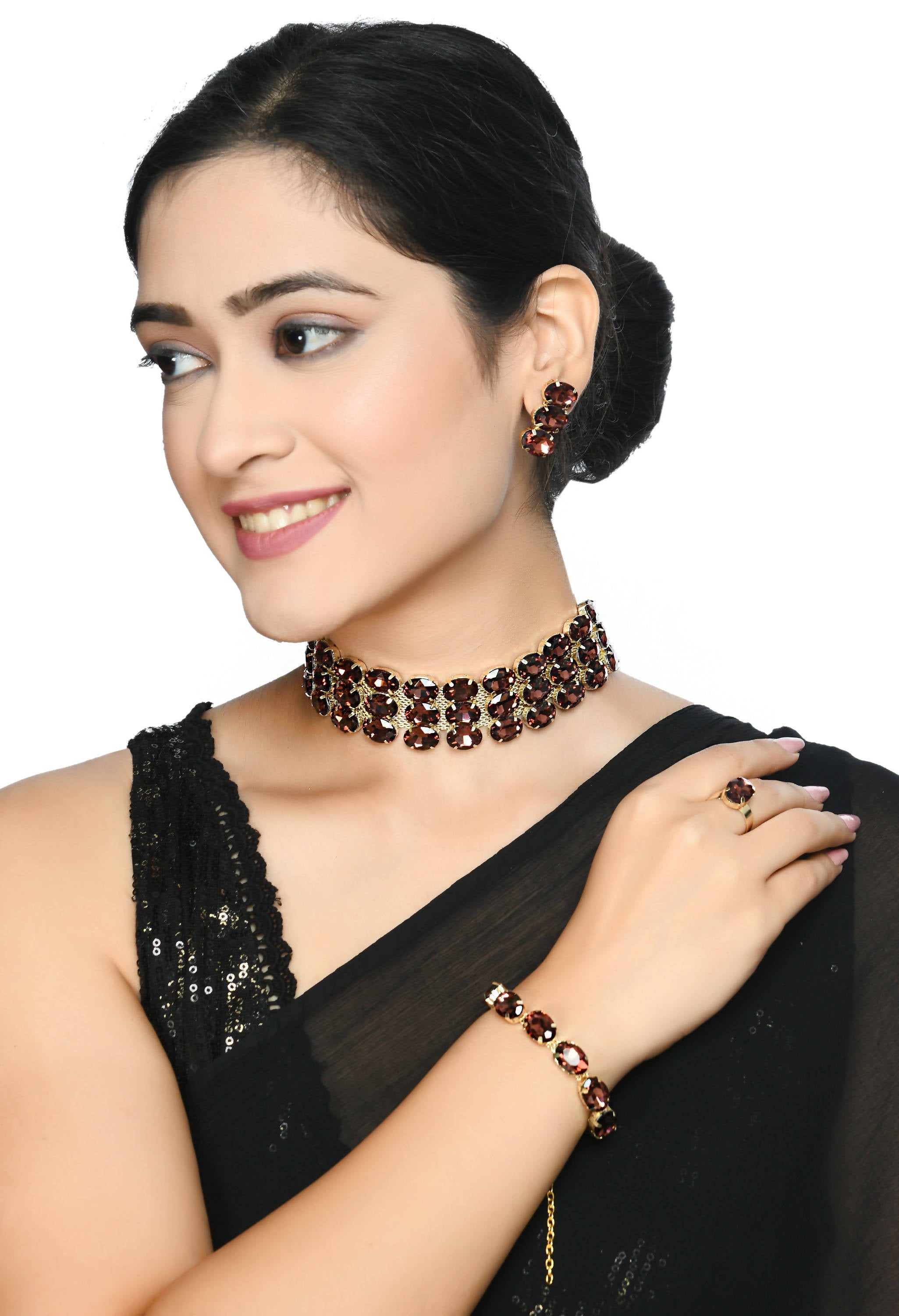 Johar Kamal Designer Choker Set Earrings, Bracelet and Ring Jkms_168