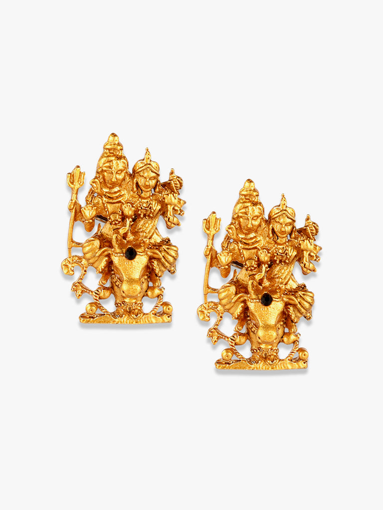 Women's Gold Plated Maa Laxmi Stone Studded Necklace With Earrrings