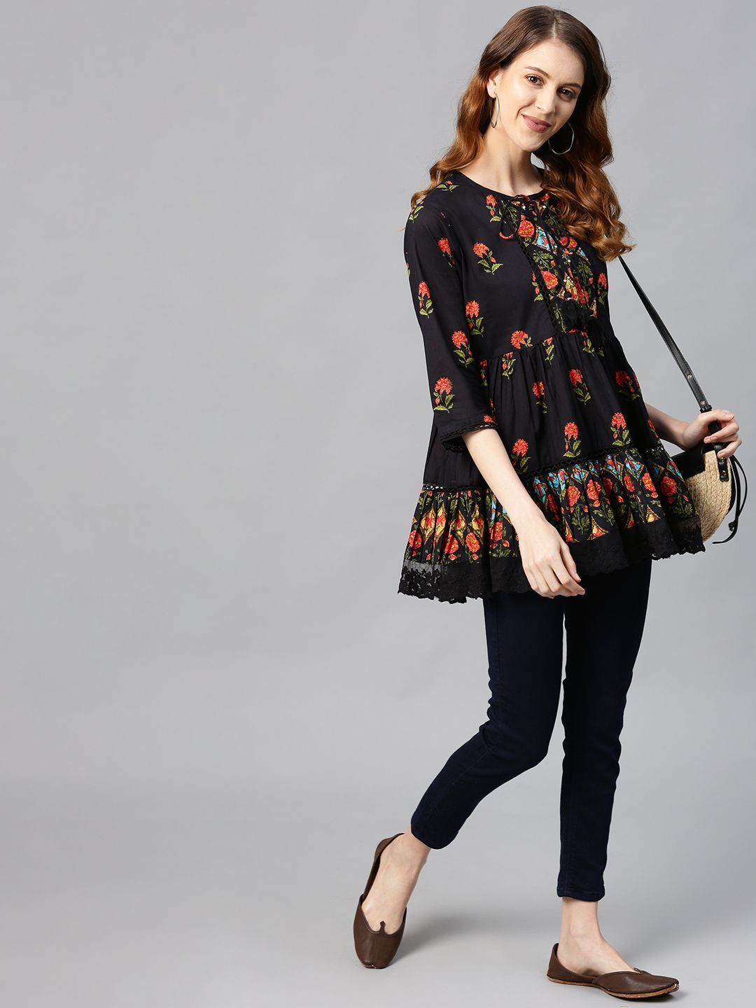 Women's Cambric Embroidered Tiered Top - Juniper