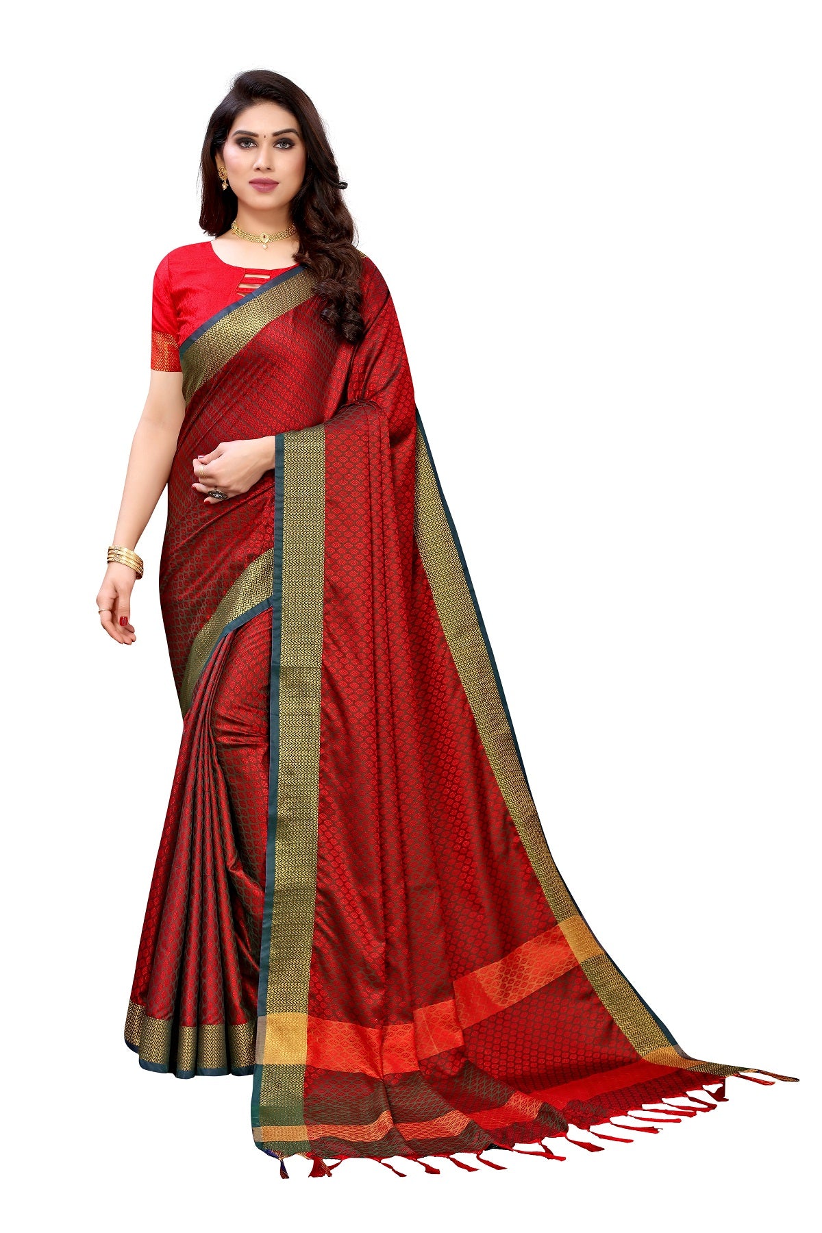 Vamika Banarasi Jacquard Weaving Red Saree