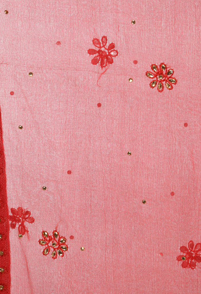 Women's Orgenza Nug Embroidery Red Dupatta & Chunni Mfd0003