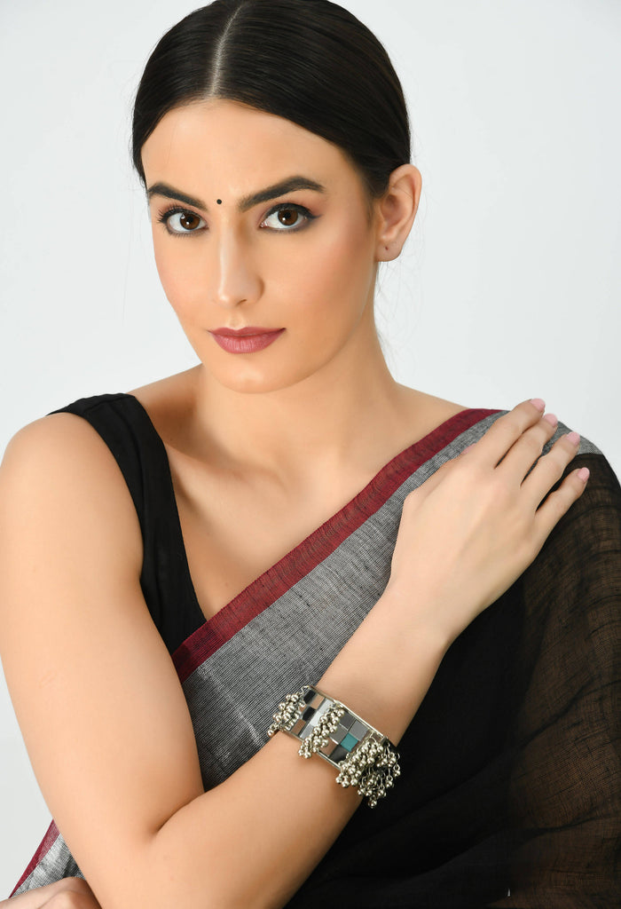 Johar Kamal Traditional Silver-Plated Mirror & Ghungroo Bangles