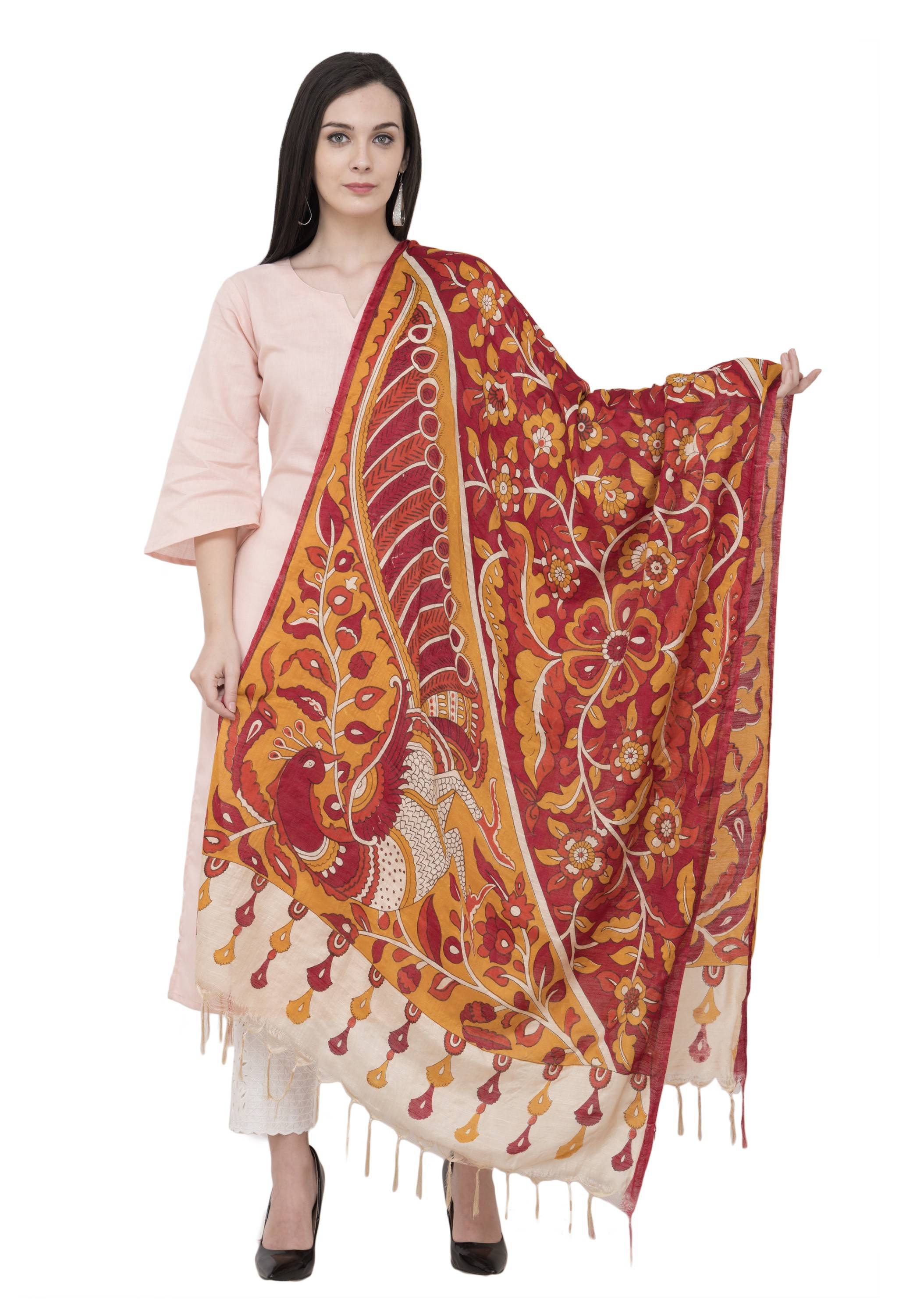 A R Silk Modal Kalamkari Print Fancy Dupatta Color Multi Print Dupatta or Chunni