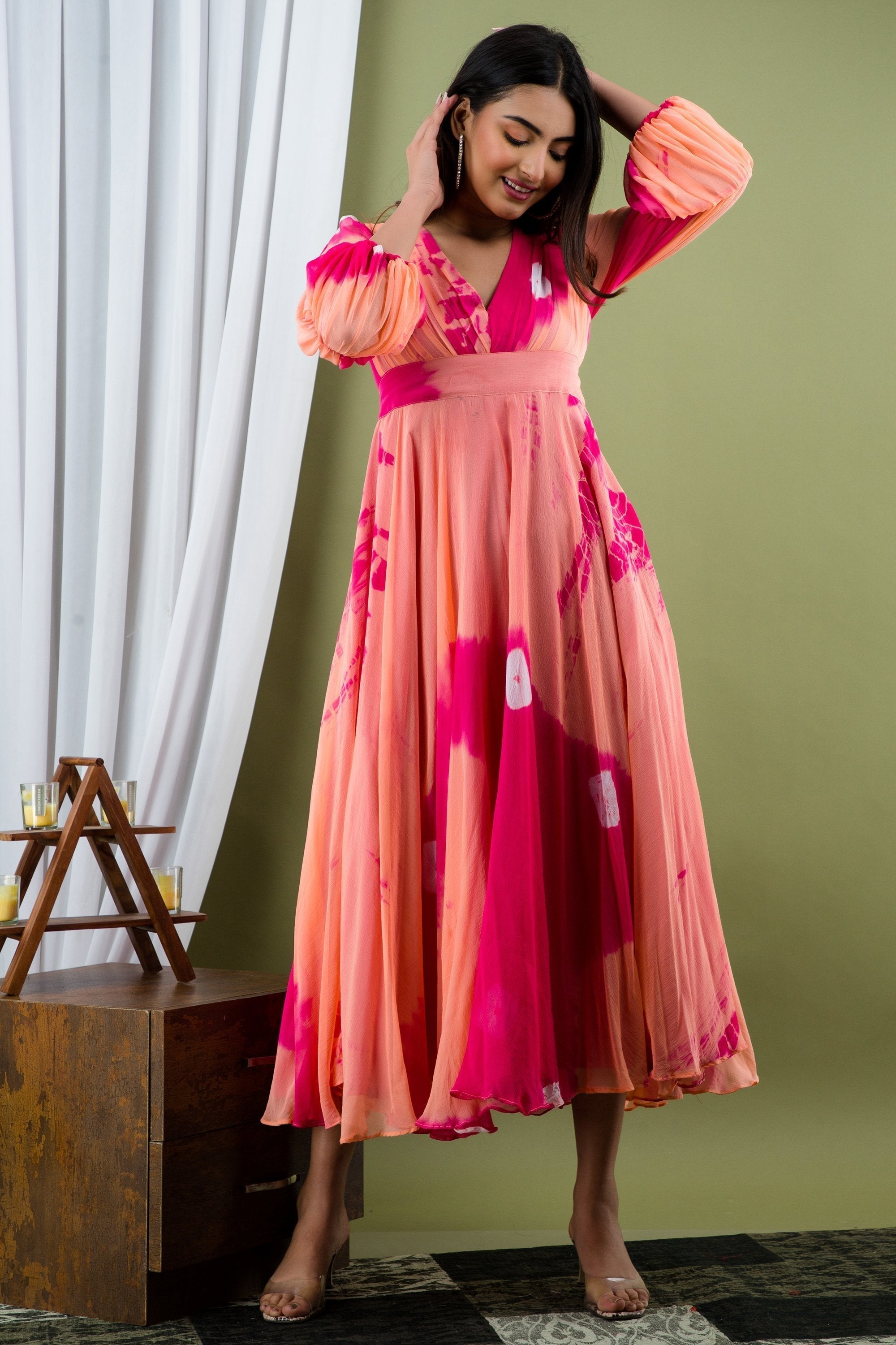 pink rose tie dye dress Rose Tie Dye Midi Slip Dress Cement Rose / S
