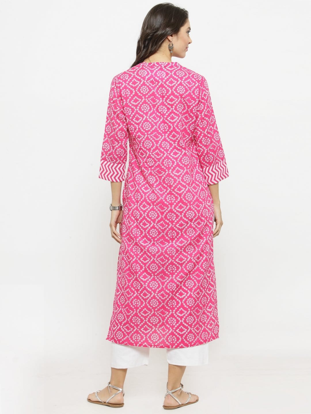 Women's Pink Printed Straight Kurta - Varanga