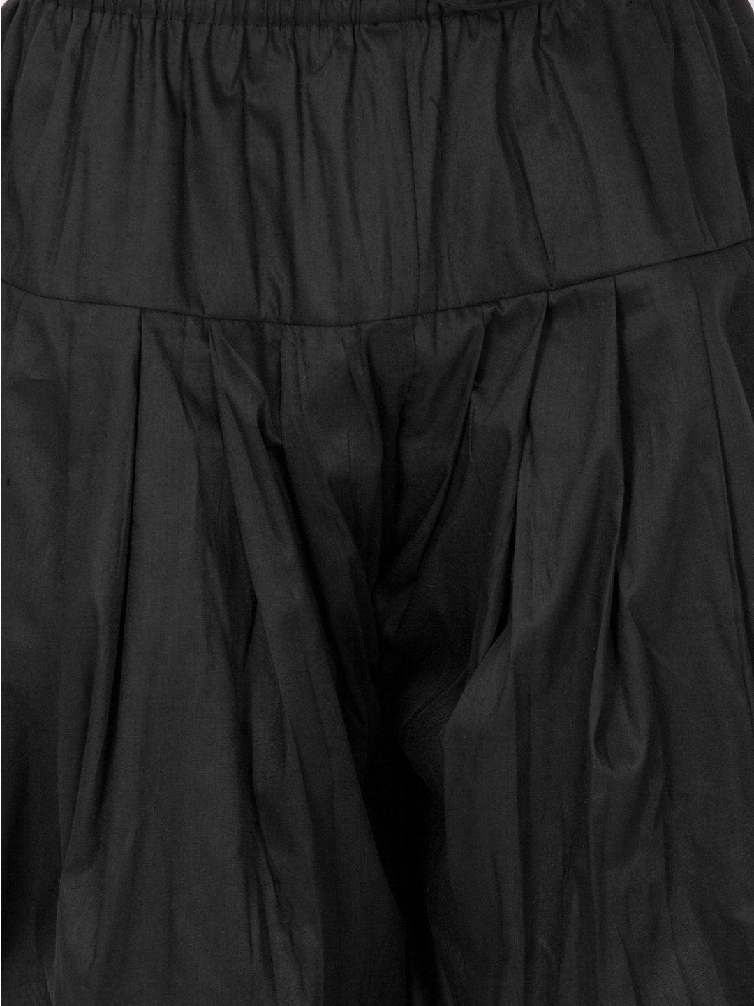 Men's Black Cotton Silk Blend Dhoti - Vastramay