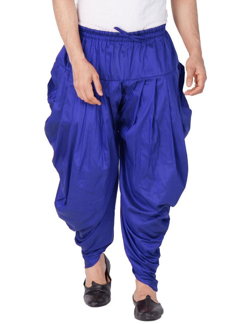 Men's Blue Cotton Silk Blend Dhoti