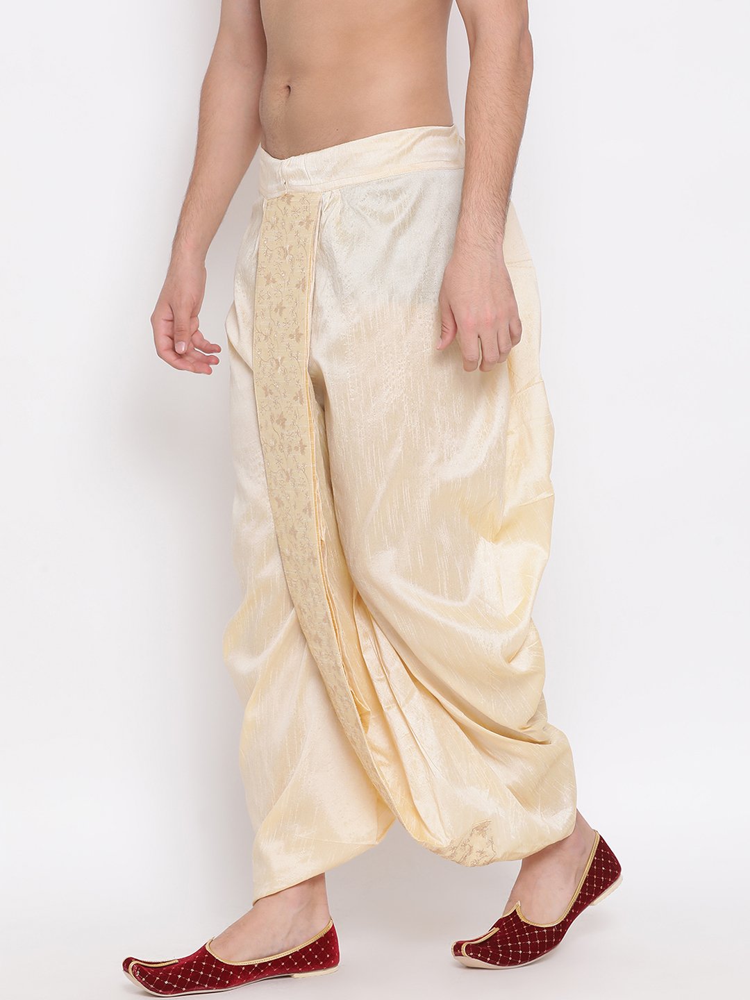 Men's Gold Embroidered Dhoti Pant - Vastramay