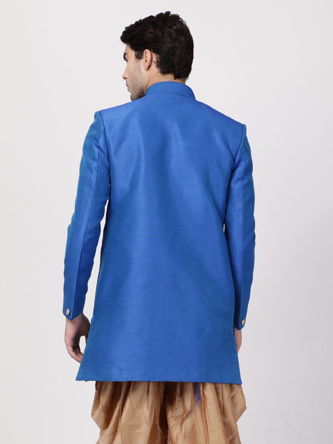 Men's Blue Silk Blend Sherwani Only Top