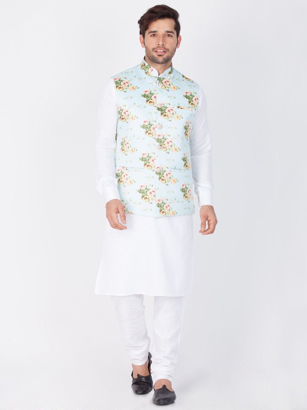 Men's Multicolor Cotton Blend Ethnic Jacket - Vastramay