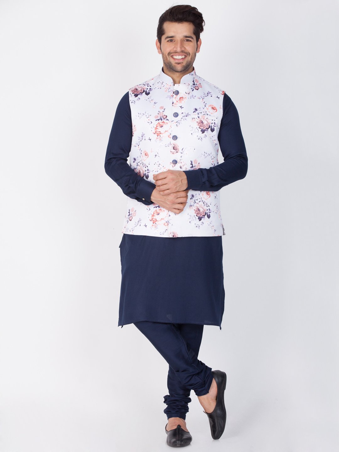 Men's Multicolor Cotton Silk Blend Ethnic Jacket - Vastramay
