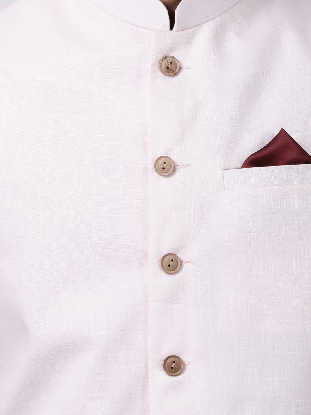 Men's Maroon Cotton Blend Ethnic Jacket, Kurta and Dhoti Pant Set