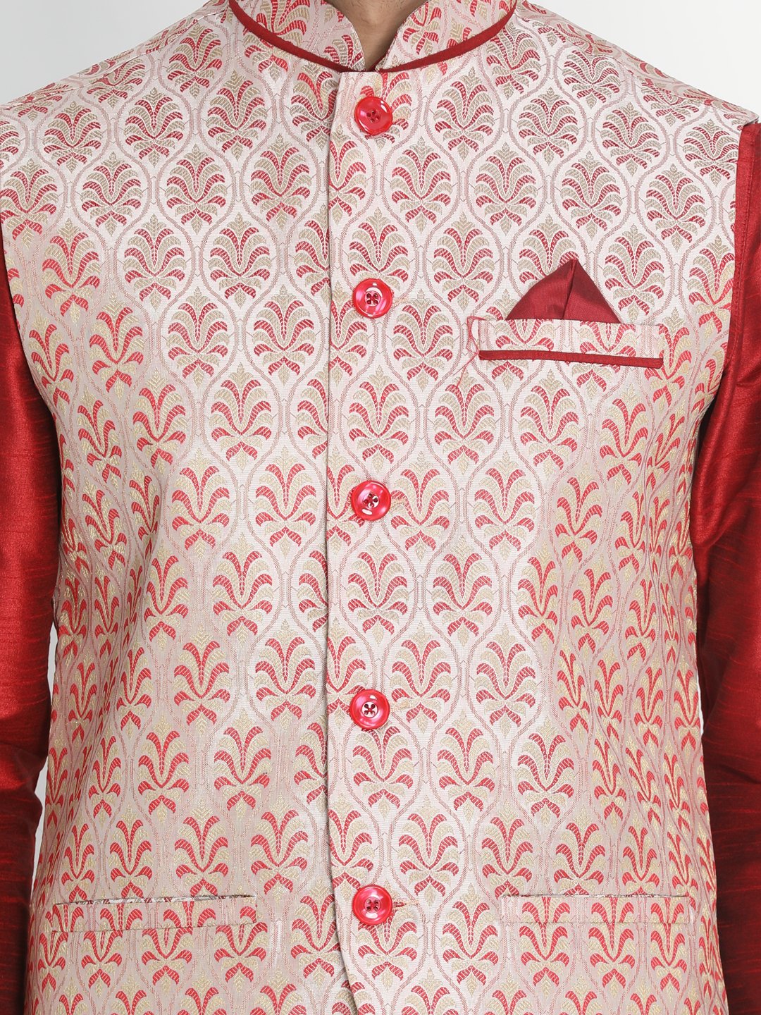 Men's Pink Cotton Silk Blend Ethnic Jacket - Vastramay