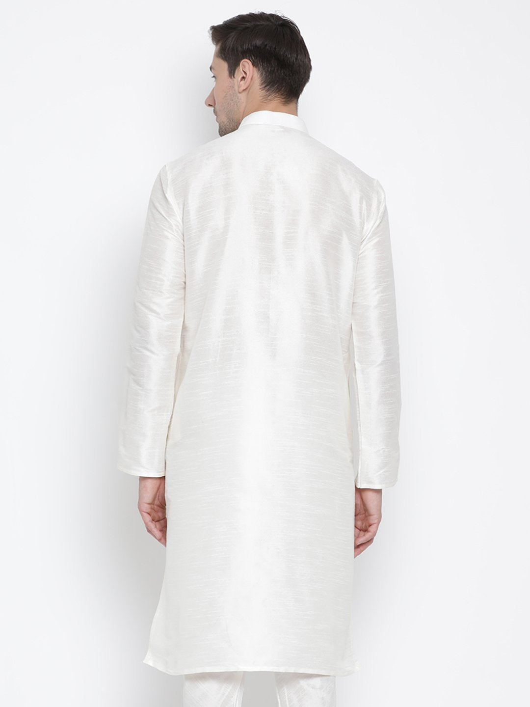 Men's White Silk Blend Kurta - Vastramay