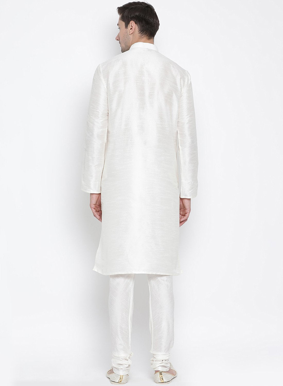 Men's White Silk Blend Kurta and Pyjama Set - Vastramay