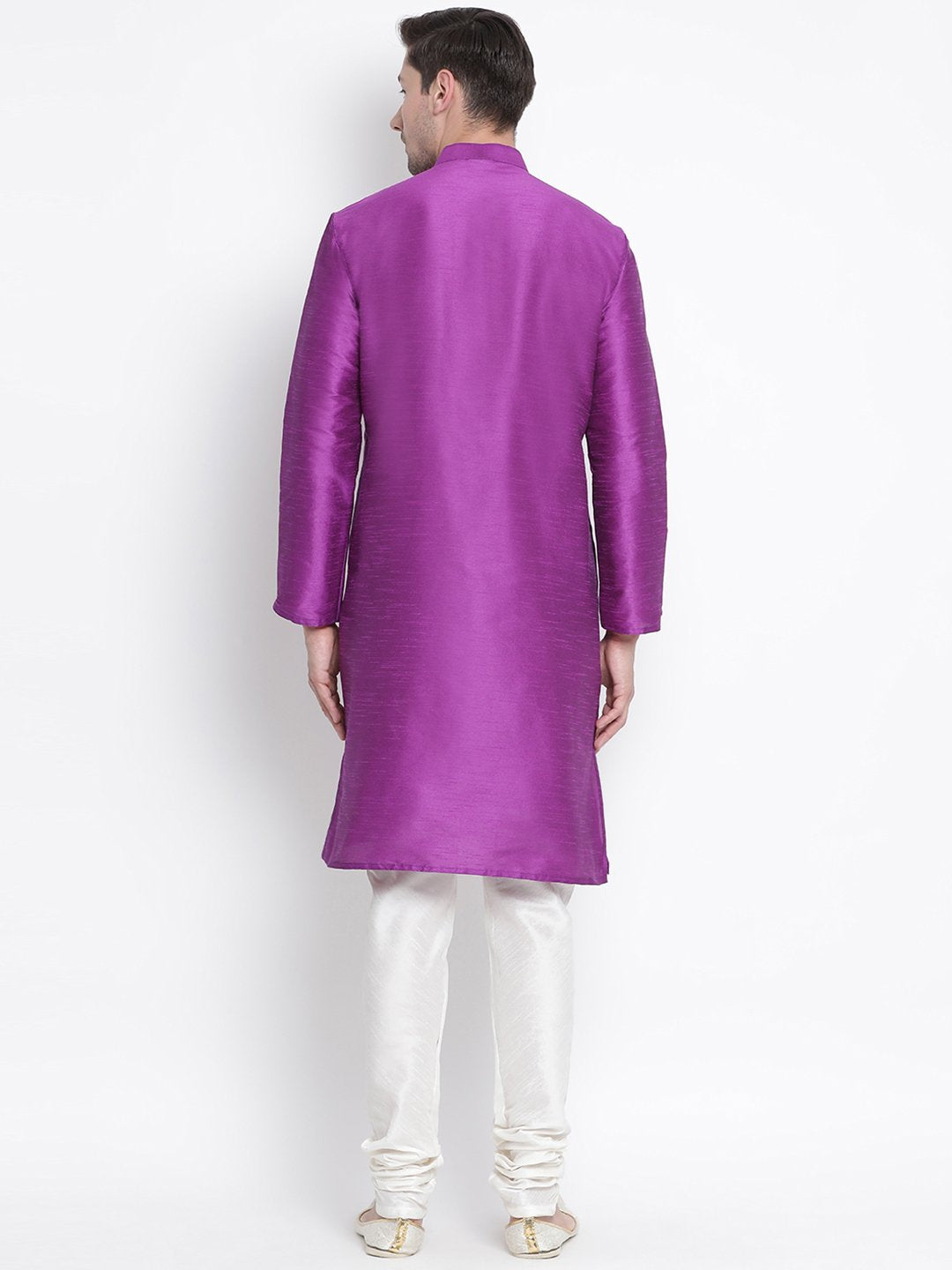 Men's Purple Silk Blend Kurta and Pyjama Set - Vastramay