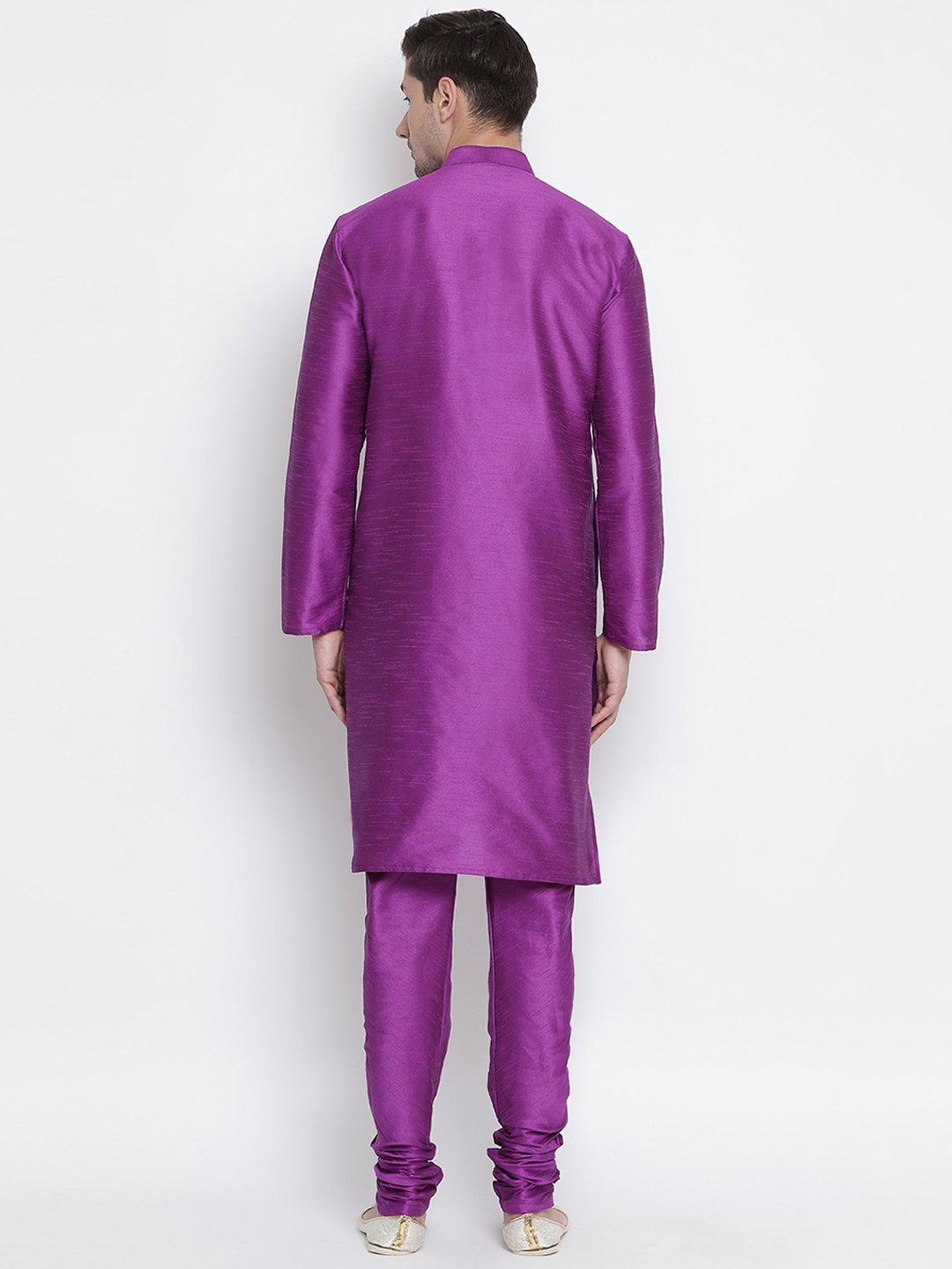 Men's Purple Silk Blend Kurta and Pyjama Set - Vastramay