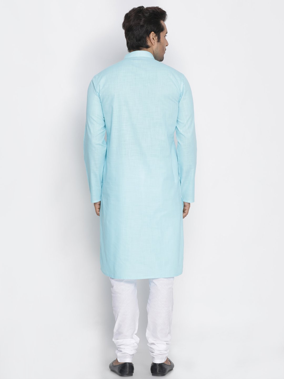 Men's Light Blue Cotton Kurta and Pyjama Set - Vastramay