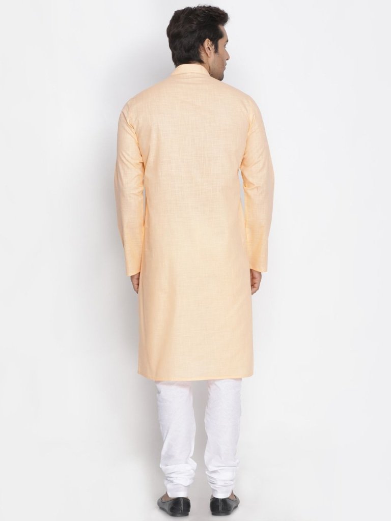 Men's Beige Cotton Linen Blend Kurta and Pyjama Set - Vastramay