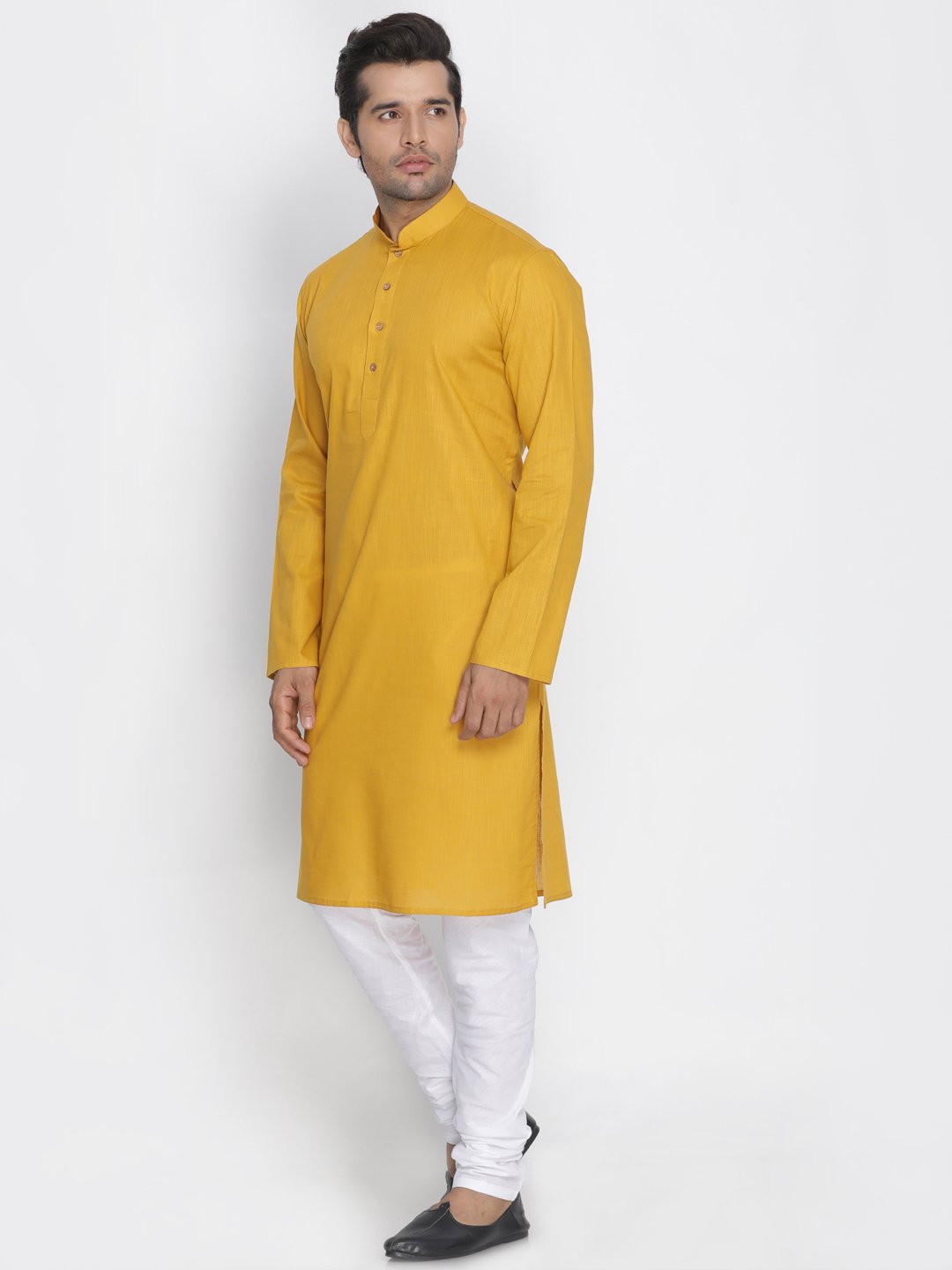 Men's Yellow Cotton Kurta and Pyjama Set - Vastramay