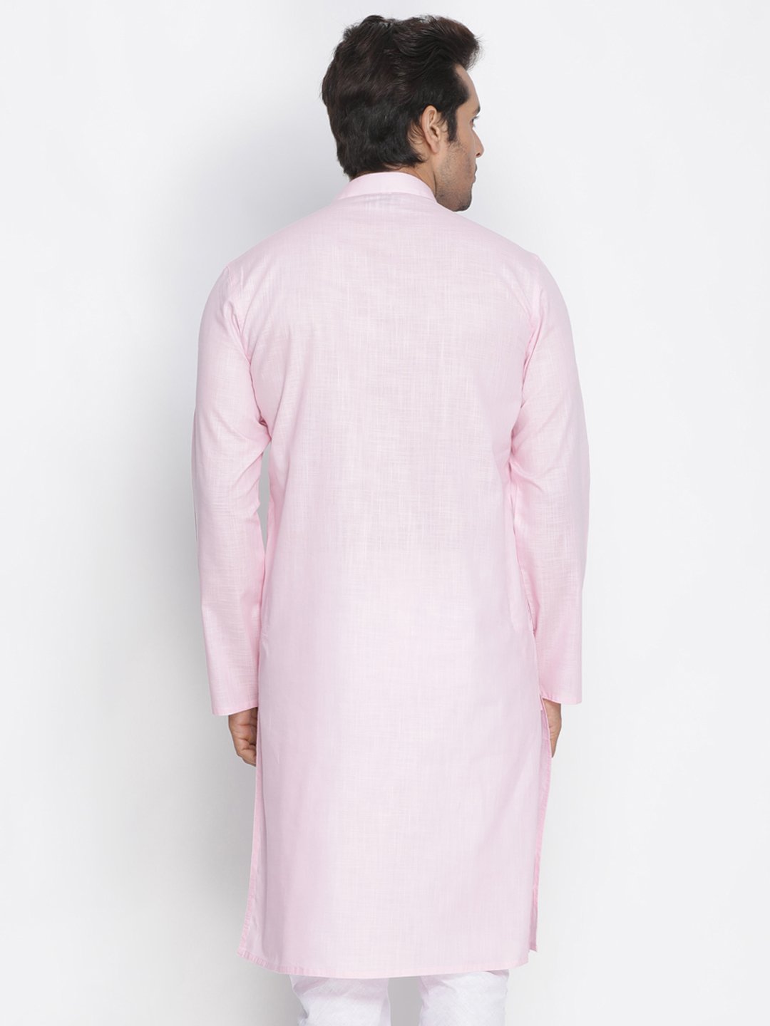 Men's Pink Cotton Kurta - Vastramay