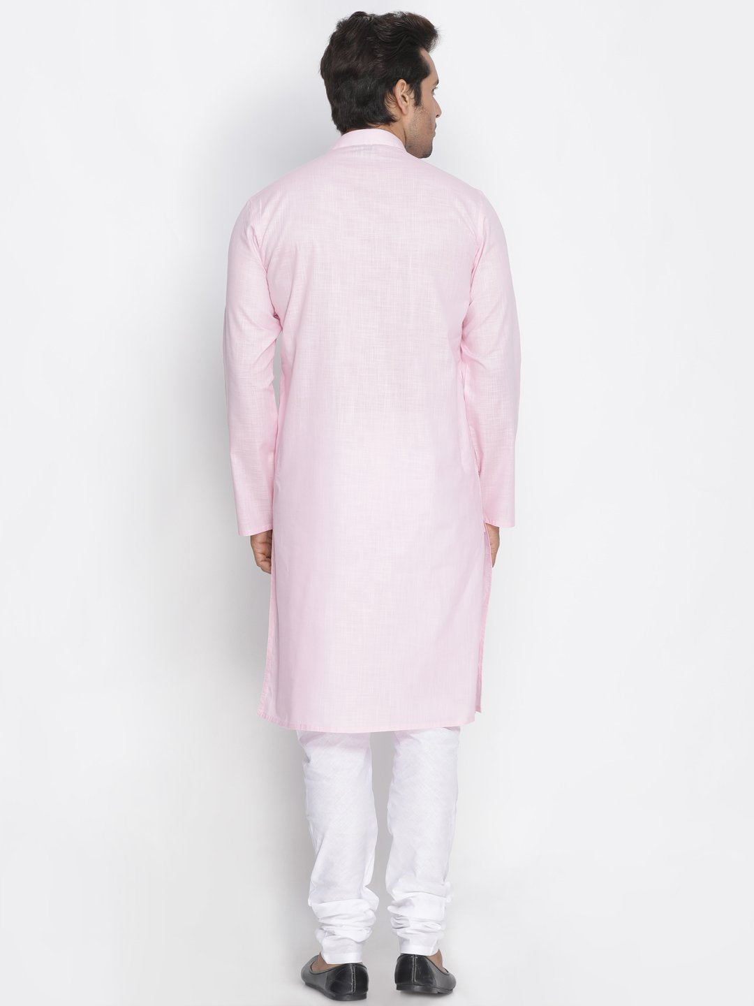 Men's Pink Cotton Kurta and Pyjama Set - Vastramay