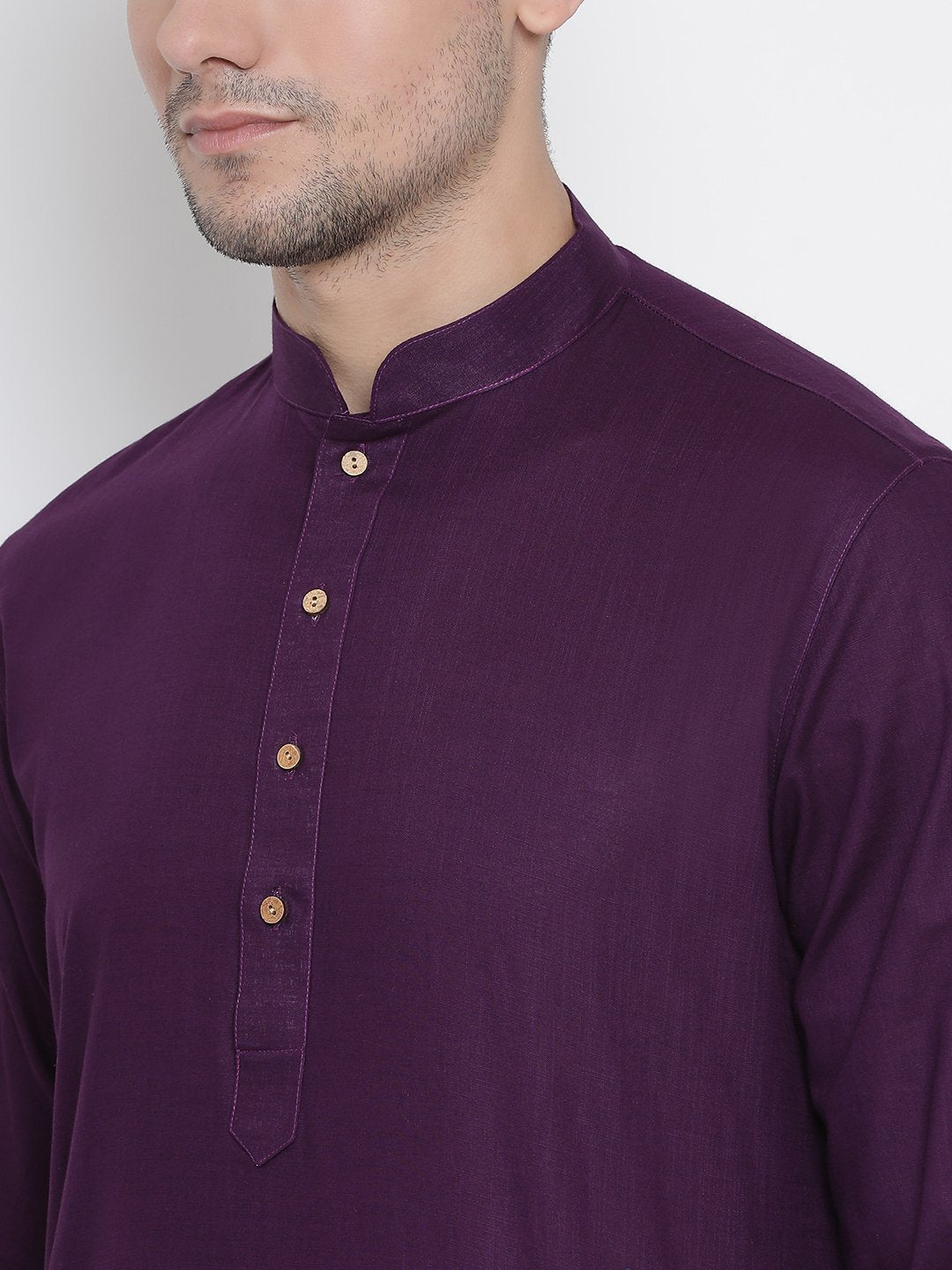 Men's Purple Cotton Kurta