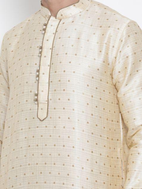 Men's Gold Cotton Silk Blend Kurta