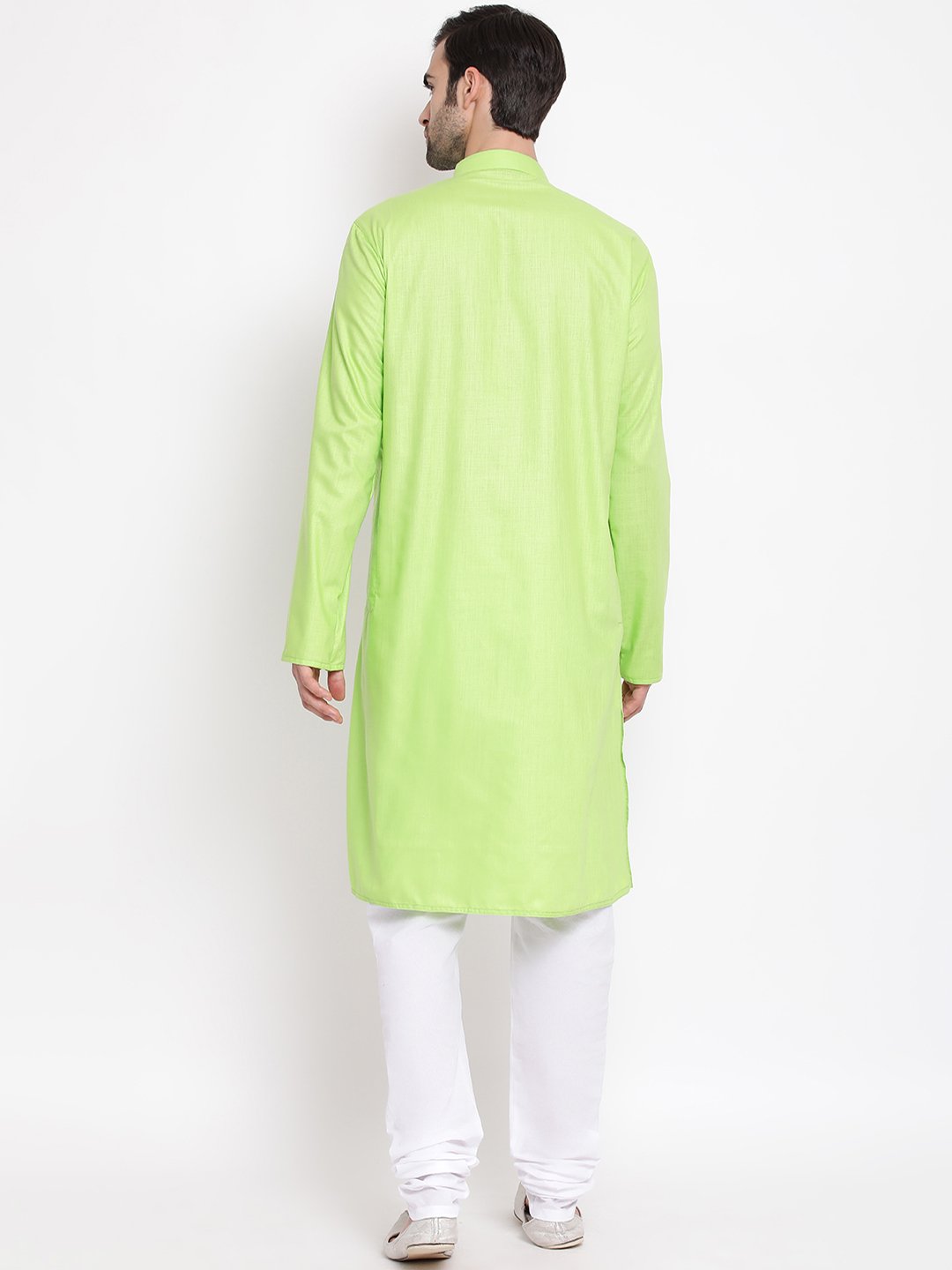 Men's Green Cotton Blend Kurta and Pyjama Set - Vastramay