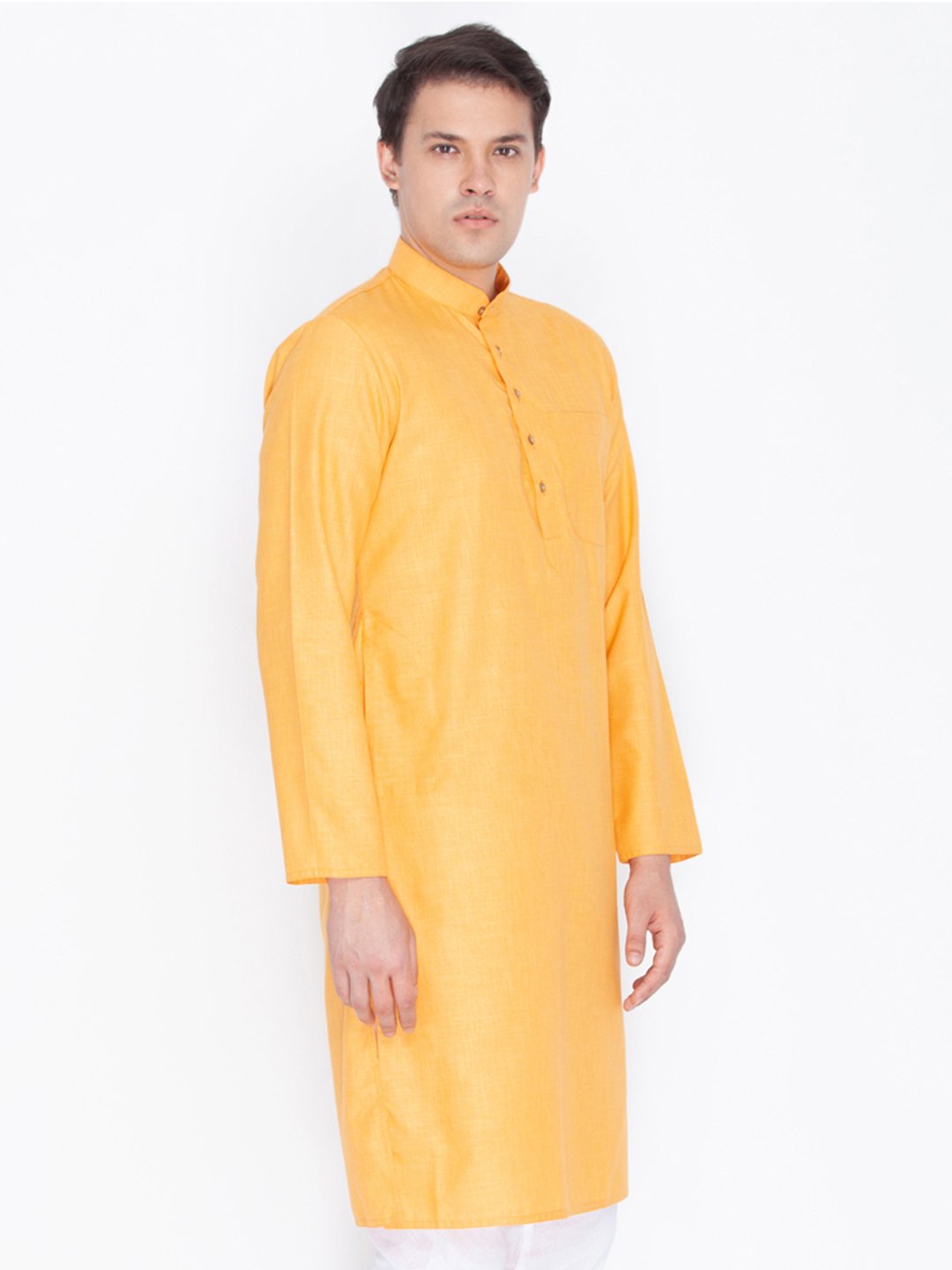 Men's Orange Linen Kurta - Vastramay